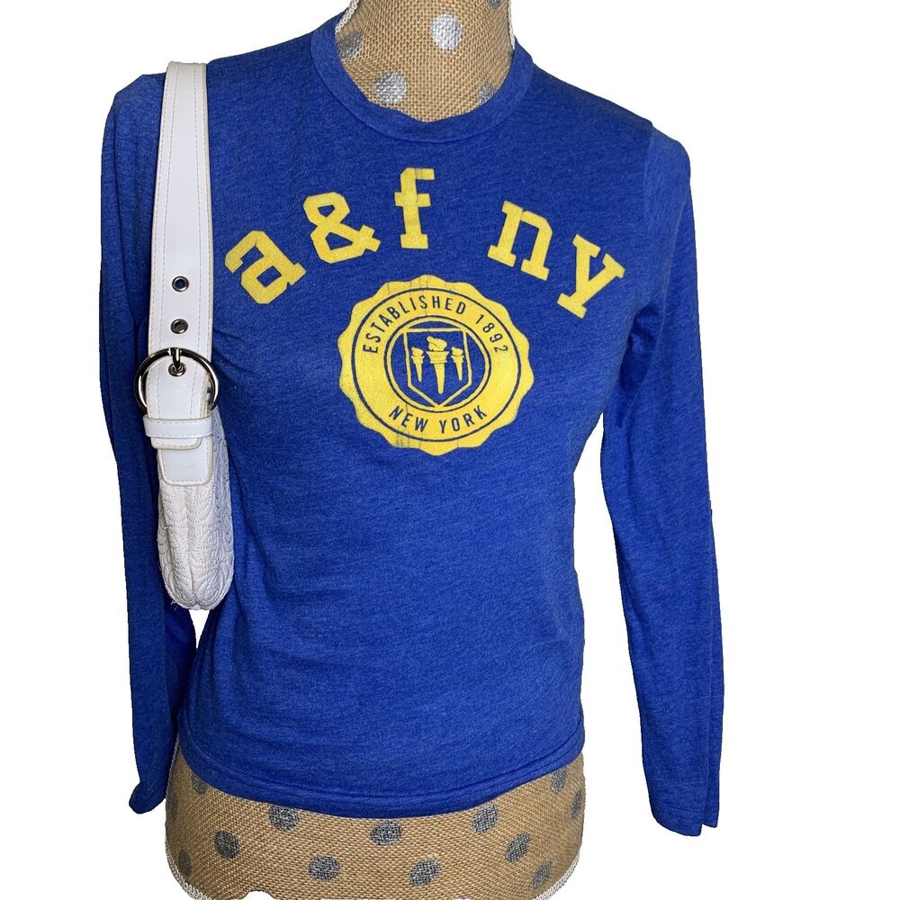 VtG Abercrombie Fitch NY Y2K Crew Top Academic  Sleeve T-Shirt Collegiate S